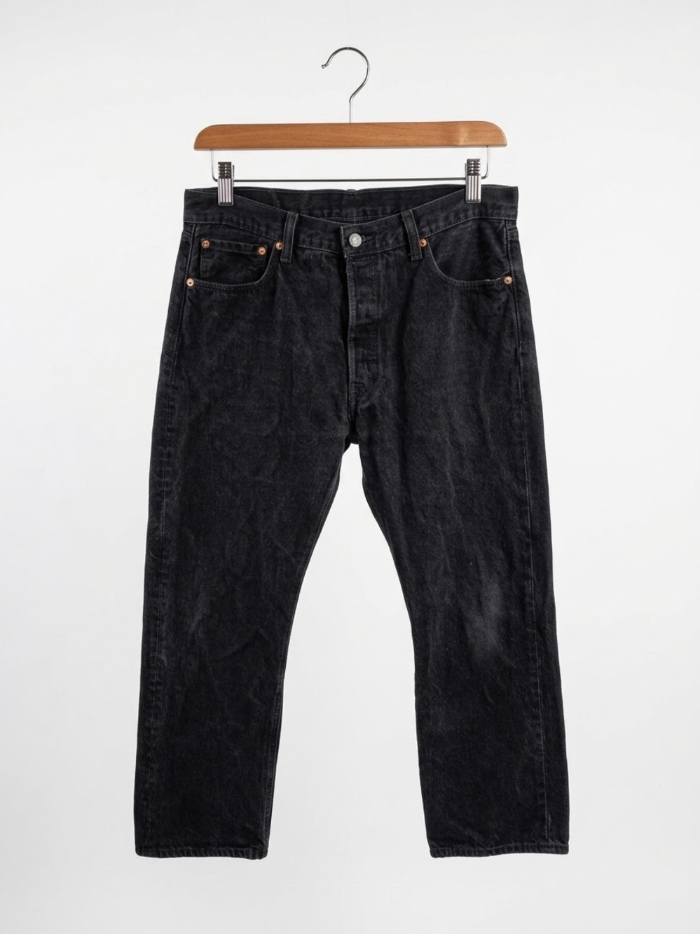 Levi's 501 Original Fit Straight Leg Black Wash Denim Jeans 36x28